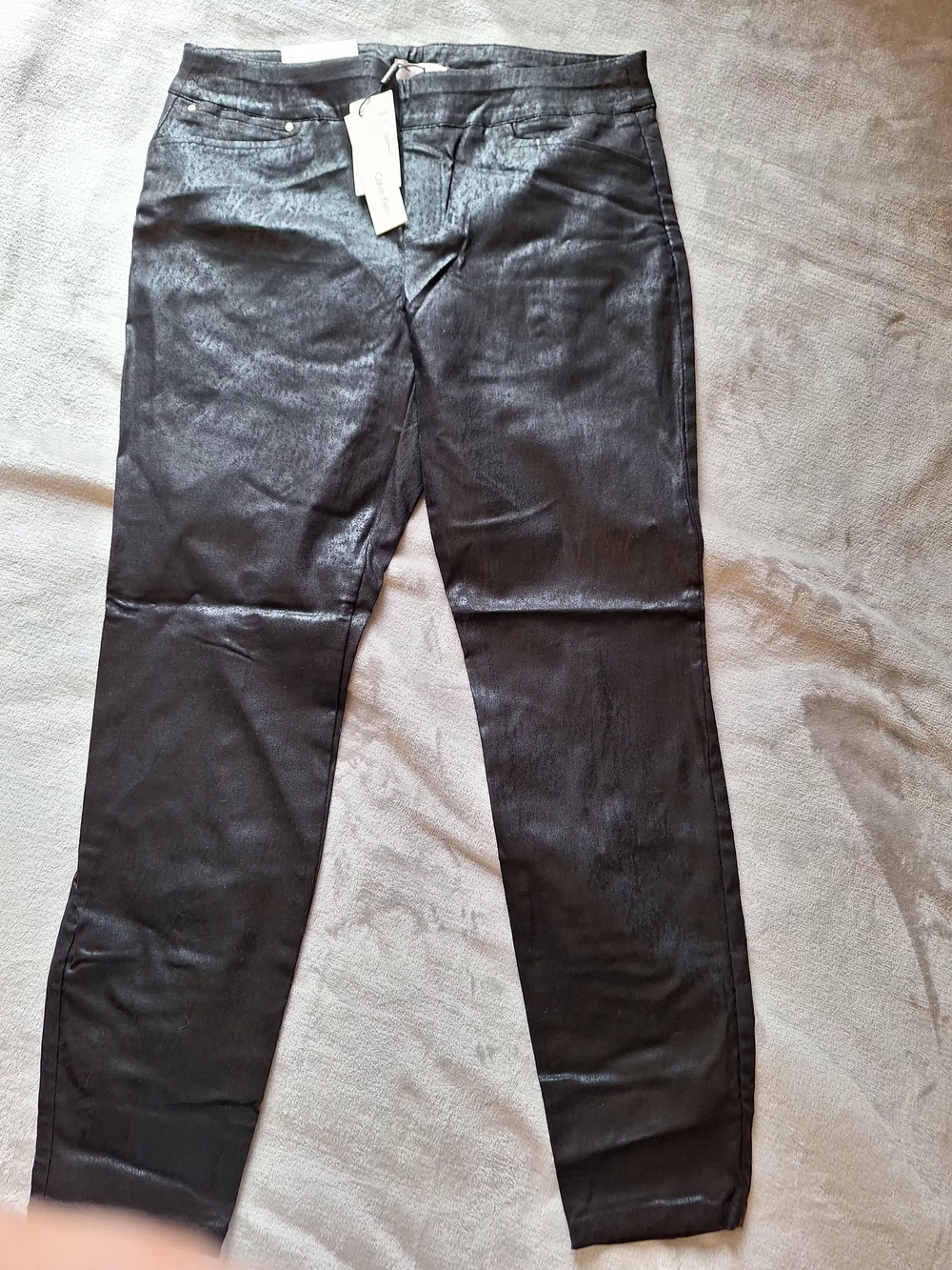 Calvin Klein Black Coated Skinny Trousers